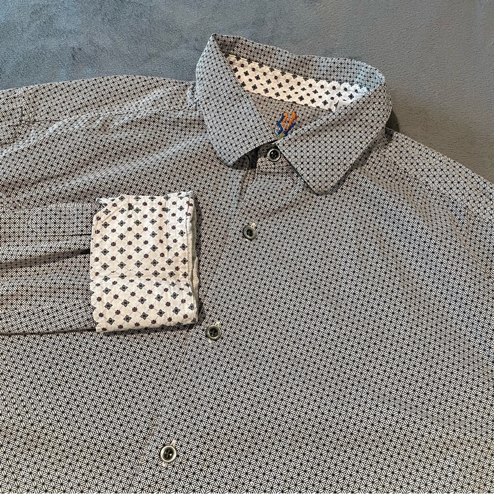 Robert Graham Gray Patterned Casual Button Down Shirt
